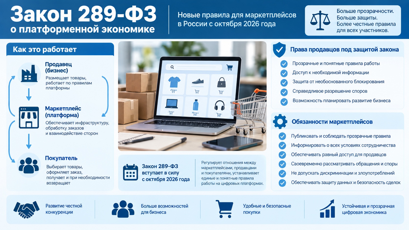 Закон 289-ФЗ о платформенной экономике: новые правила для маркетплейсов с 1 октября 2026